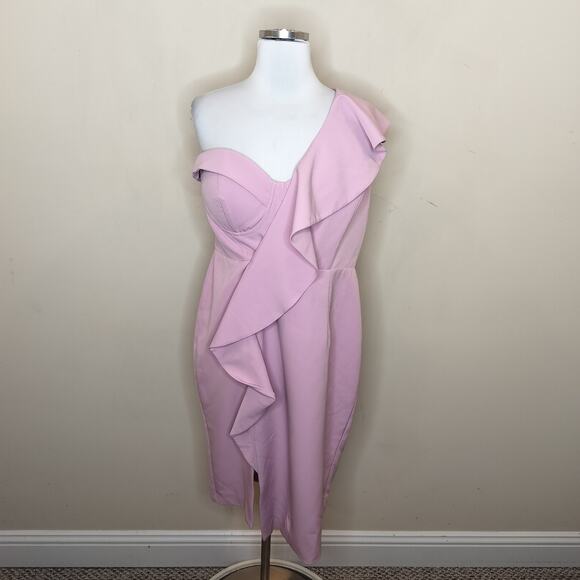 Lavish Alice One Shoulder Ruffled Corset Dress Cocktail Party - Picture 3 of 11